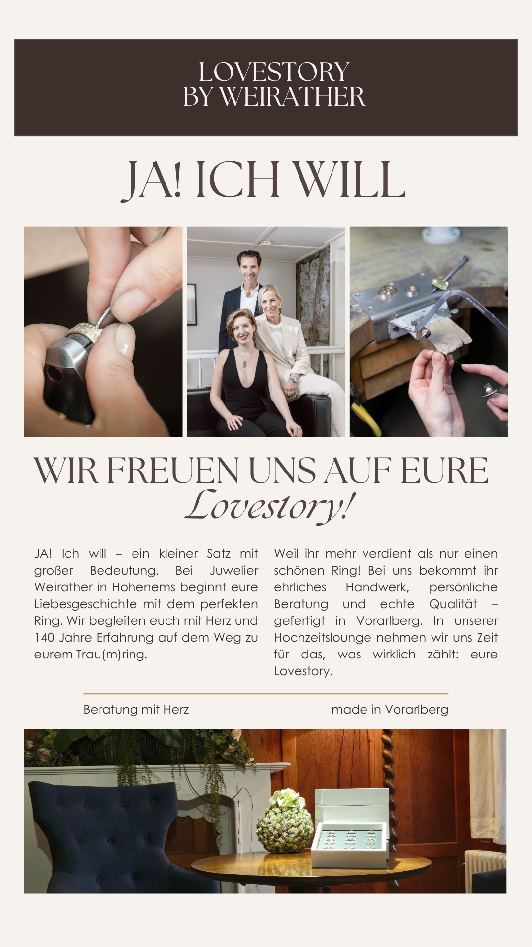 11 Eheringe bei Juwelier Weirather in Hohenems Hochzeitslounge