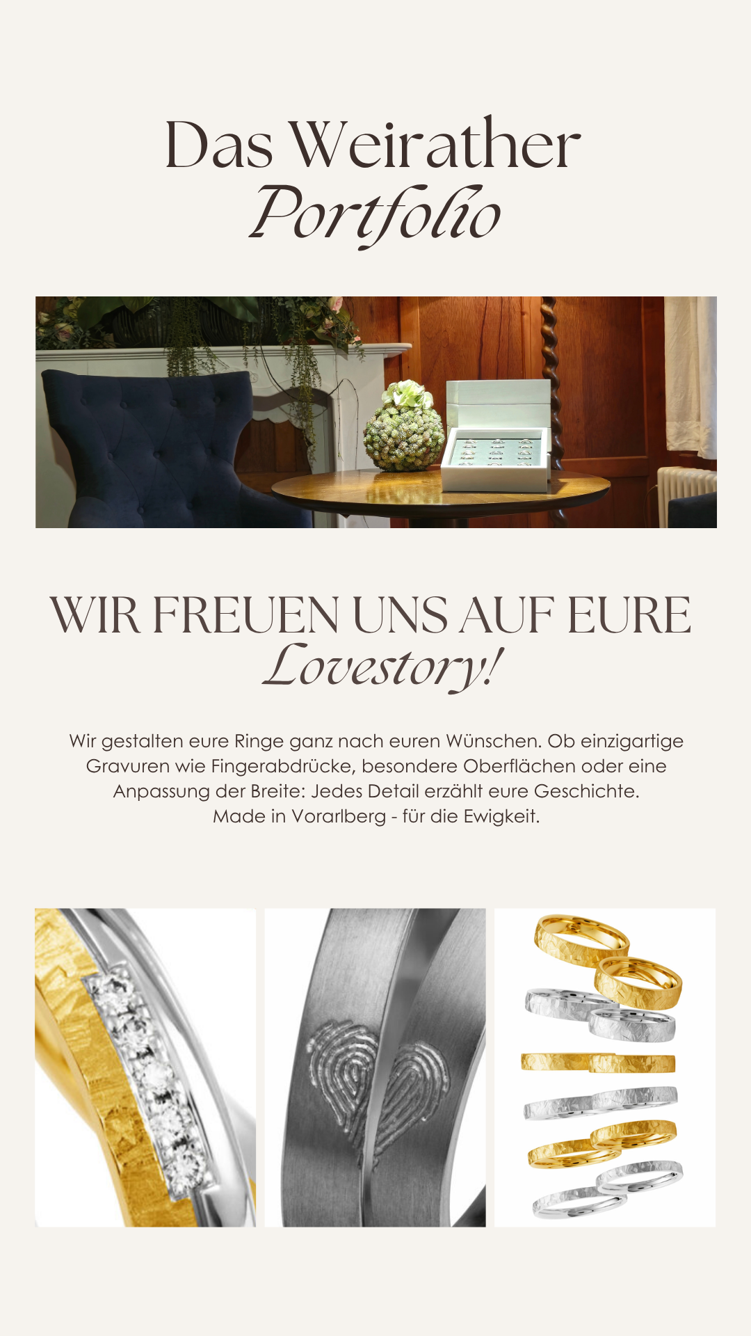 15 Eheringe bei Juwelier Weirather in Hohenems Hochzeitslounge