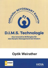 Zertifikat vom Optiker Weirather in Hohenems